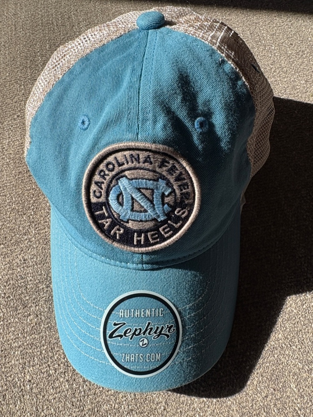 NORTH CAROLINA Fever Tar Heels Zephyr Light Blue Mesh Snap Back Trucker Cap Hat